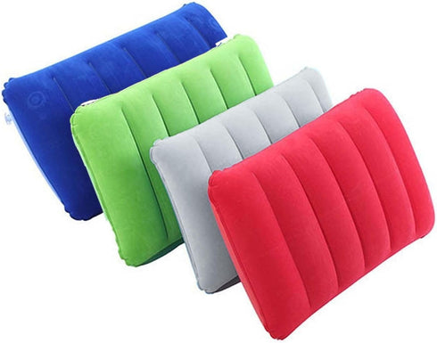 4Pack Ultralight Inflatable Travel Pillow, Small Squared Flocked Fabric Air Pillow for