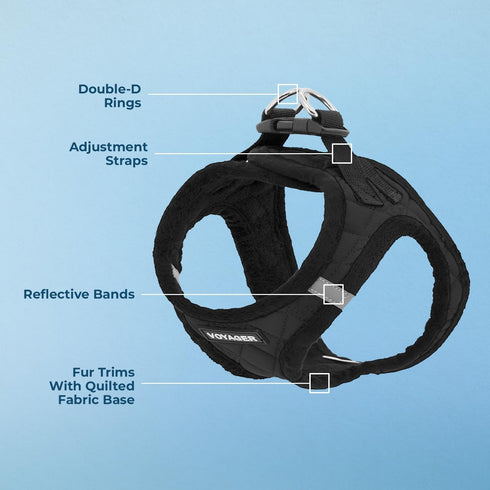 Voyager Step-In Plush Dog Harness - Soft Vest Harness for Small and Medium Dogs, Black Plush, XL