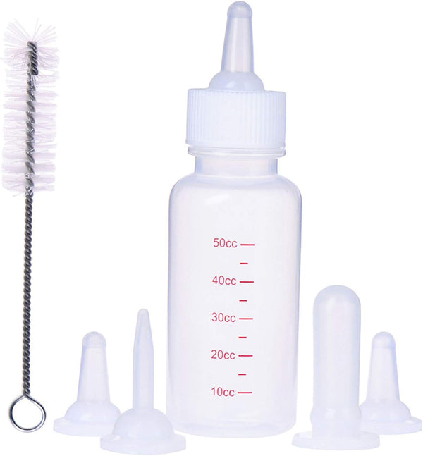 DoubleWood Pet Nursing Bottle Kits with Replacement Nipple for Newborn Kittens, Puppies, Rabbits