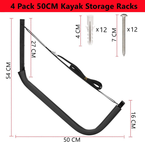 Kayak Storage Wall Mount Racks, Canoe Storage Garage Hooks, Paddleboards Hangers Storage System, Max Load 68 KG