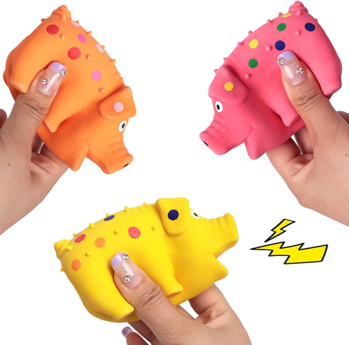 POPLAY 3PCS Squeaky Latex Grunting Pig Dog Toys, Small Rubber Chew Toys for Dogs and Puppies, Gift Set