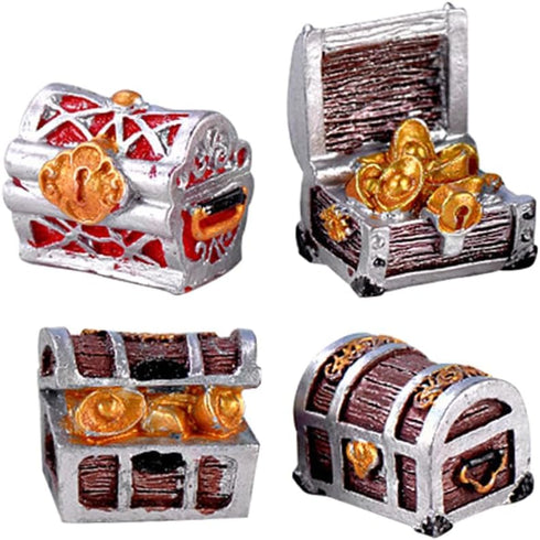 4Pcs Mini Treasure Chest Aquarium Decorations, Fun Fish Tank Air Decorations, Pearlescent Gift