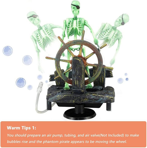 Mesee Aquarium Pirate Captain Decoration, Skeleton Seaman Landscape Fish Tank Decor