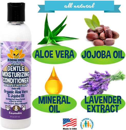 Bodhi Dog Gentle Moisturizing Dog Conditioner, Plant-Based Formula with Aloe Vera & Jojoba Oil, Lavender Scent