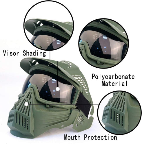 Tactical Mask for Airsoft, Full Face Tactical Gear, Impact Resistant with Goggles, Outdoor Activities