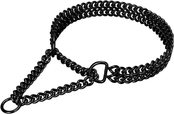 Black Stainless Steel Dog Chain Collar, Adjustable Chew Proof Metal Cuban Link Collar for Large Medium Small Dogs