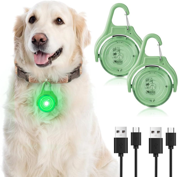 AUAUY LED Dog Collar Light - 4 Modes USB Rechargeable, IP68 Waterproof Pet Collar Light for Running Jogging Walking