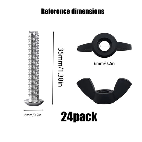 12 Pcs M6 Pet Carrier Fasteners, Stainless Steel Replacement Bolts for Plastic Pet Carrier Dog Kennel Hardware Kit Cat Cage Carrier Parts