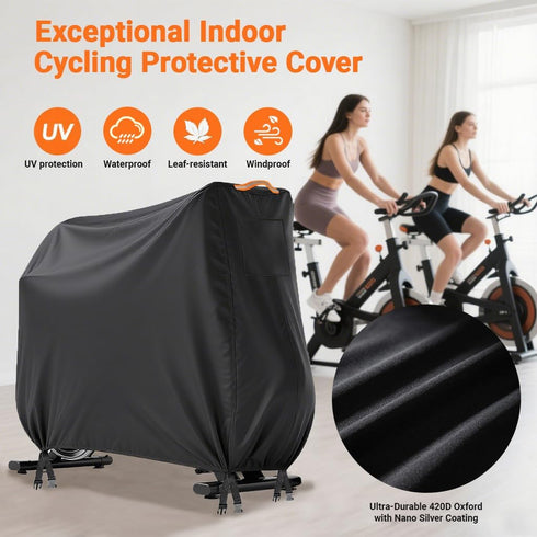 AAOWEEY Strip,4 Stationary Bike Cover Waterproof OutdoorUpright Exercise Bike Cover with Air Vent,Waterproof Windproof
