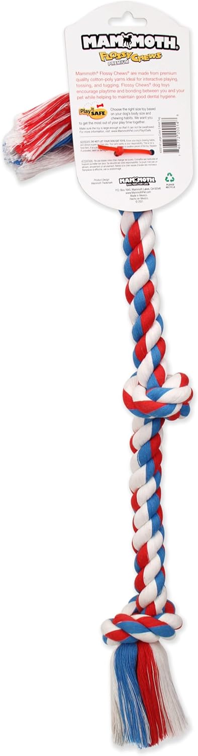 Mammoth Flossy Chews Color Rope Tug, Premium Cotton-Poly Tug Toy for Dogs, Interactive Chew Toy