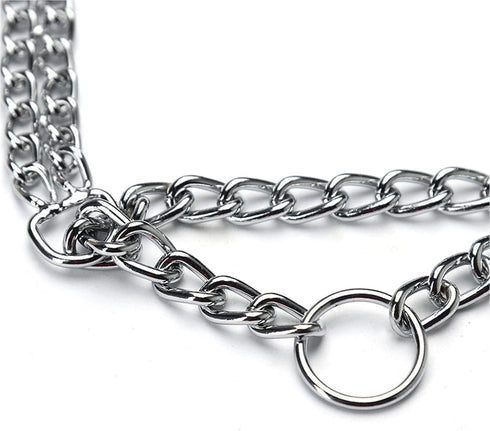 Dog Choker Collar Martingale Collar Training Double Row Chain Heavy Duty Collar for Medium Large Dogs (M-16” (suitable for neck 11-14"))