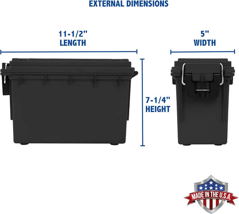 Sheffield 12629 Field Box, Ammo Storage Can and Water Resistant Ammo Can, Bullet Case Designed for Pistol, Rifle, or Shotgun Ammo Storage, Stackable and Lockable Ammo Box, Made in The USA, Black