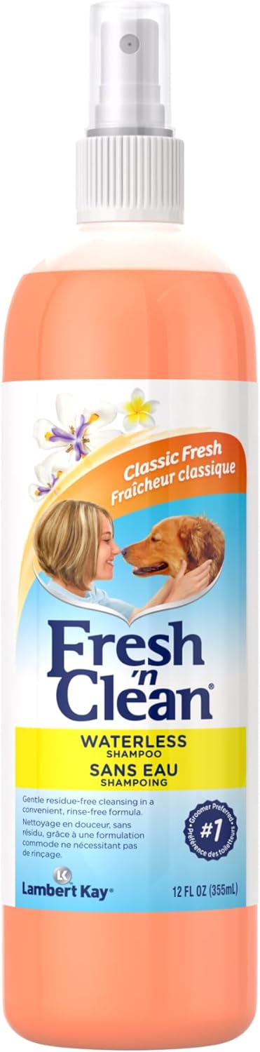 Pet-Ag Fresh ’n Clean Waterless Shampoo, Classic Fresh Scent, 12 oz, Rinse-Free Anti-Tangle Spray