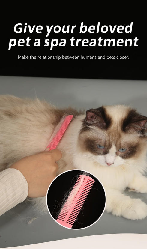 3-in-1 Set, Pet Grooming & Hair Removal Dog Cat Comb Kit, Electrostatic Fur Remover, Compact Elliptical Storage Case