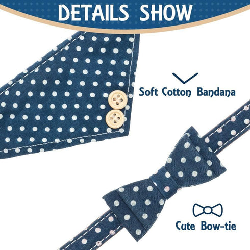 EXPAWLORER Dog Collar and Leash Set, Classic Plaid Bow Tie and Bandana Collar with Bell, Adjustable for Small Medium