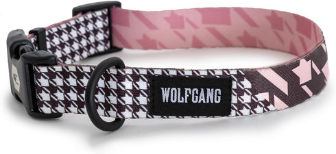 Wolfgang Premium Adjustable Dog Training Collar for Small Medium Large Dogs, Made in USA, Hounds Pink Print, Medium