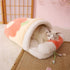 Cute Sakura Cat Sleeping Bag with Pillow, Cozy Cave Bed for Cats and Puppies Below 13lbs, Red