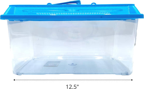 12.5 inches Needzo Hermit Crab Tank with Carrier Handles, Plastic Terrariums for Reptiles, Crabs, Lizards, and More