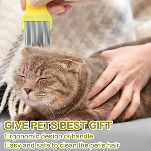 Fine Tooth Pet Comb - 3 Pack Tear Stain Remover for Dogs & Cats, Removes Fleas, Ticks, Dandruff, Tangles