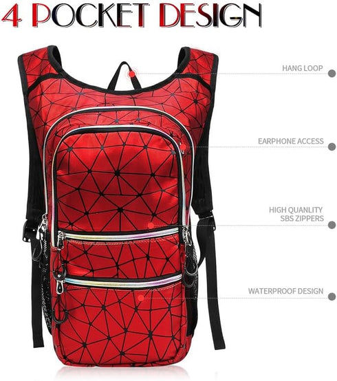 Hydration Pack, Water Backpack with 3L Hydration Bladder, Lightweight Insulation, Rave Hydration Backpack - Red