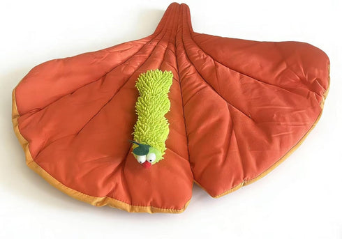 LZYDD Cozy Set Leaf Dual-Use Mat Cat Bed Sofa Protector with a Catnip Caterpillar Self-Play Cat Toy