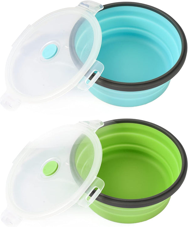 Large Collapsible Dog Bowls, 2 Pack 27 OZ Travel Bowls with Lids for Large Dogs, Lightweight Leak Proof Feeder