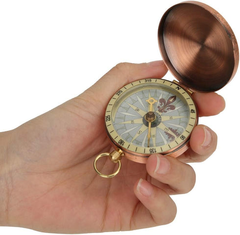 Backpacking Vintage Pocket Compass, Classic Camping Watch Flip Compass Portable Survival Hiking Navigation Metal