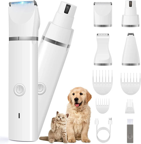 Veeconn Dog Clippers Grooming Kit Hair Clipper-Low Noise Paw Trimmer- Rechargeable -