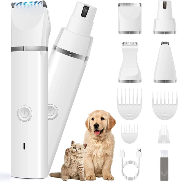Veeconn Dog Clippers Grooming Kit Hair Clipper-Low Noise Paw Trimmer- Rechargeable -