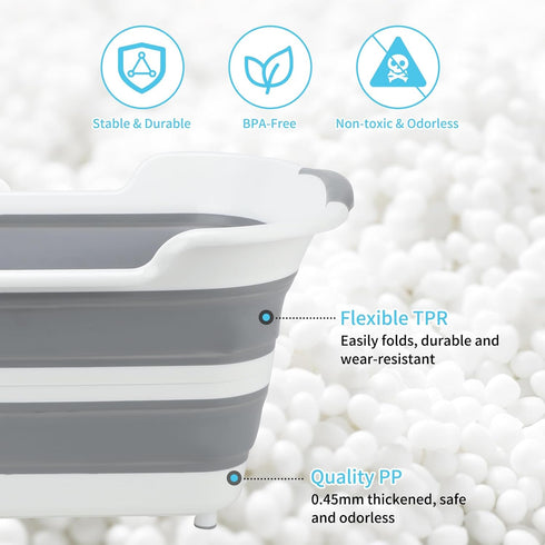 7.13 Gal/27L FHTONGE Raised Collapsible Dog Bathtub with Drain Hair Catcher, Multifunctional Pet Washtub for Small to M