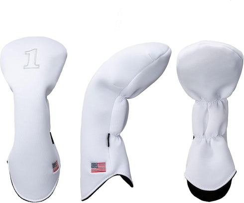 Golf Head Covers Driver Fairway #3#5 Hybrid USA Flag Memory Foam, for Men Women (Black or White)