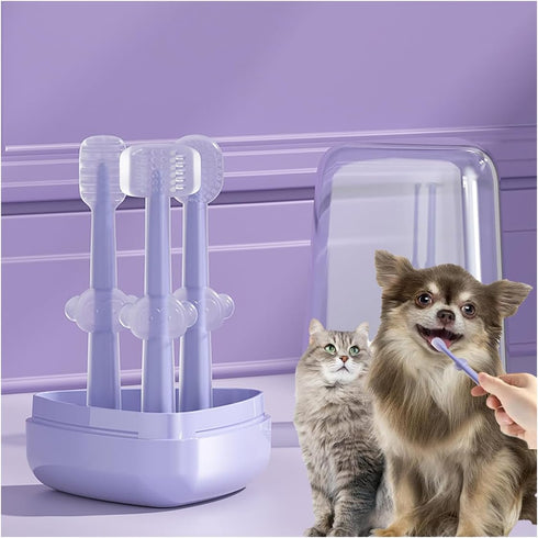 3PCS Pet Toothbrush Kit for Cats and Dogs, Complete Oral Care Set with Soft Bristles for Dental Hygiene