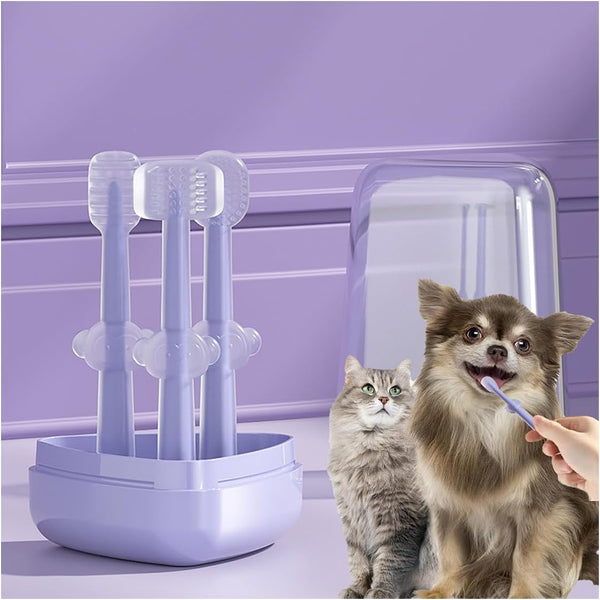 3PCS Pet Toothbrush Kit for Cats and Dogs, Complete Oral Care Set with Soft Bristles for Dental Hygiene