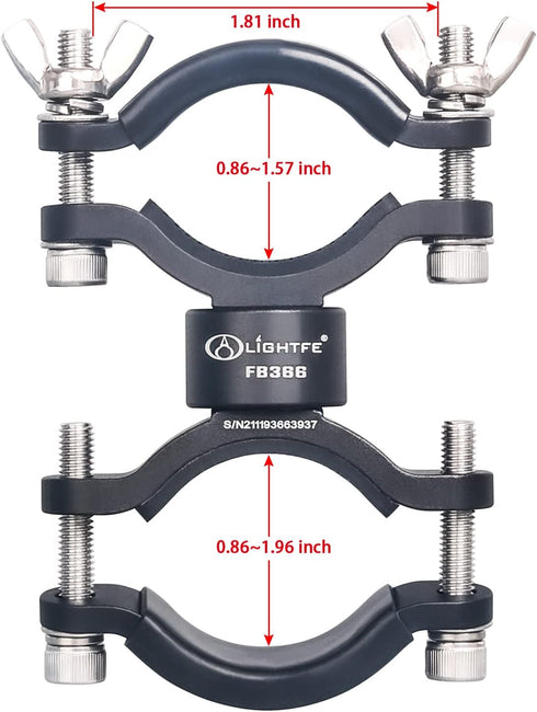 LIGHTFE Aluminum Bike Flashlight Mount for Large Size Bike Lights, 360° Rotation Adjustable Bicycle Flashlight Mount