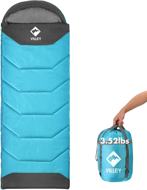 VILLEY Camping Sleeping Bag for Adults, Boys and Girls, Lightweight Compact Backpacking for Outdoor, Traveling, Hiking