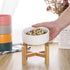 Elevated Raised Food Bowls with Stand, Ceramic Pet Bowl with Anti-Slip Rubber Pad for Small Dogs and Cats, White