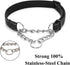 Martingale Dog Collars, Reflective Nylon Soft Padded Training Collar with Stainless Steel Chain for Small Medium Large