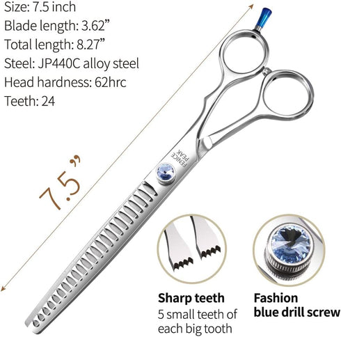 Fenice Professional 7/7.5/8 Pet Grooming Scissors - Thinning Cutting Shears for Dogs/Cats with 70-80% Thinning Rate