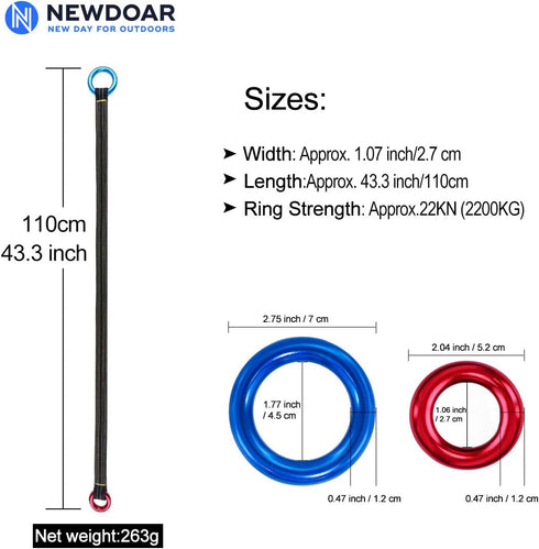 NewDoar Tree Arborist Friction Saver 22KN Climbing Cambium Saver, 35.4 inch/43 inch