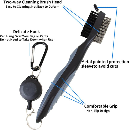 Lohas Creative 2 1 (2 Golf Club Brush and Golf Club Groove Cleaner in with Magnetic Keychain Oversized Golf Brush Head