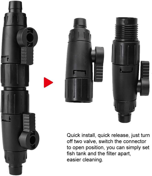 Tnfeeon Aquarium Hose Valve, Quick Release Connector Adapter for Filter