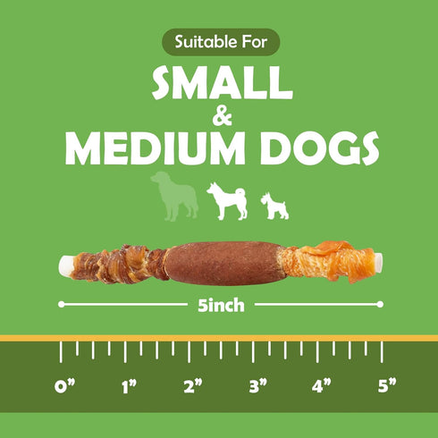 MON2SUN 5 Inch 31.75 Oz (45 Count-Pack 1) Dog Treats, Triple Flavor Chicken Liver Duck and Chicken Wrapped Rawhide