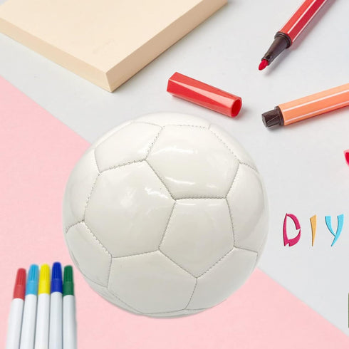 Soccer Ball Size 3 4 5, Pure White DIY Kids Gift for Painting Together with Parents or Kindergarten Teacher