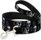 Buckle-Down Dog Leash, Geometric 3D Skull Face Chevron, 6 Feet Long, Black & Gray