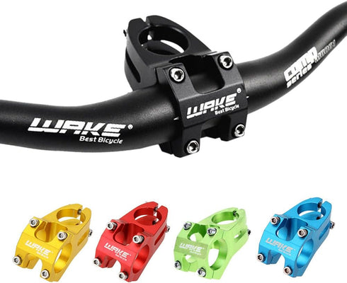 Wake 31.8 Stem 45mm, Short Handlebar Stem for Most Bicycles, Road Bike, MTB, BMX, Fixie Gear (Aluminum Alloy, Black