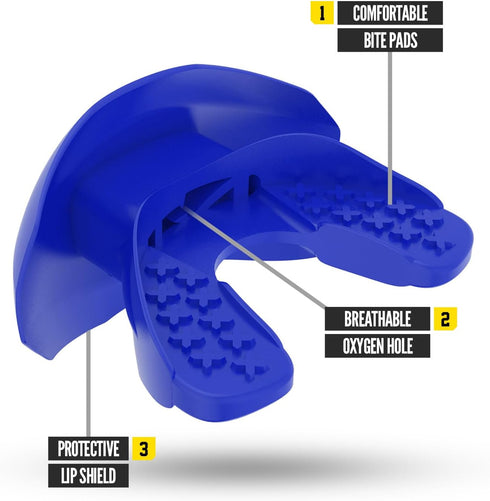 Nxtrnd One Football Mouth Guard, Strap Included, Fits Adult & Youth, Royal Blue