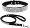 Microfiber Pet Dog Collar Leashes Set, Reflective Dog Collar, Double-Layer Soft Leather for Small Medium Dogs