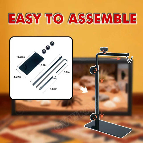16.6-31 inch Reptile Lamp Stand, Adjustable Domes Heat Lamp Metal Bracket Floor Light Holder for Reptile Terrarium