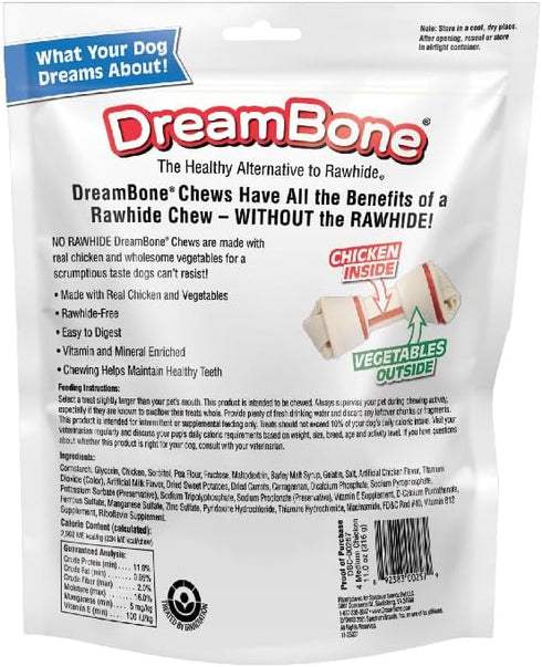 Dreambone Vegetable & Chicken Dog Chews, 4-Count, Rawhide Free, Medium (3 Pack)