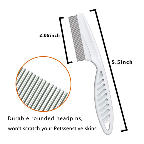 Pet Comb for Dogs & Cats - 2 Combs, Stainless Steel Teeth for Removing Matted Fur, Knots & Tangles, Red